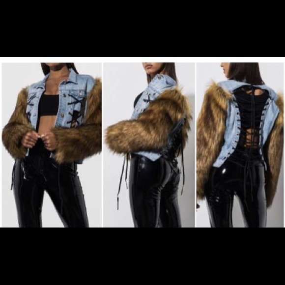 Jackets & Blazers - Denim fur jacket